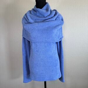 Athleta Pranayama Wrap Cowl Neck Hood Long Sleeve periwinkle blue Women Size S